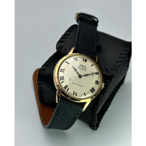 SOLD 34mm 1950s Gold Plated Oris Super 17 Jewels Anti Shock Manual Winding E S Watches